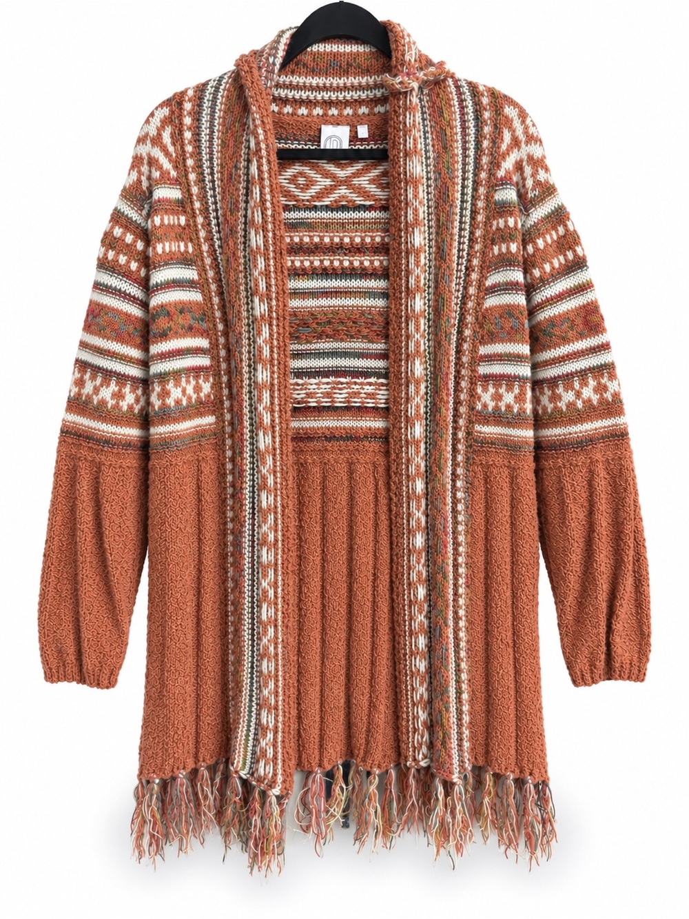 26. Fall Cable Knit Fringe Cardigan Size Small Medium - Picture 4 of 4